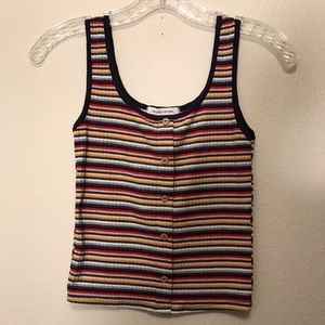 Super Cute Striped Tank Top With Buttons